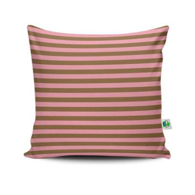 Detalhes do produto Almofada decorativa listrada marrom e rosa